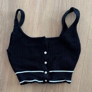 aritzia Babaton Black Textured Knit Top